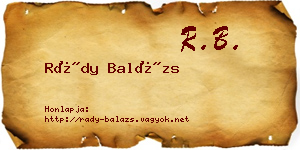 Rády Balázs névjegykártya